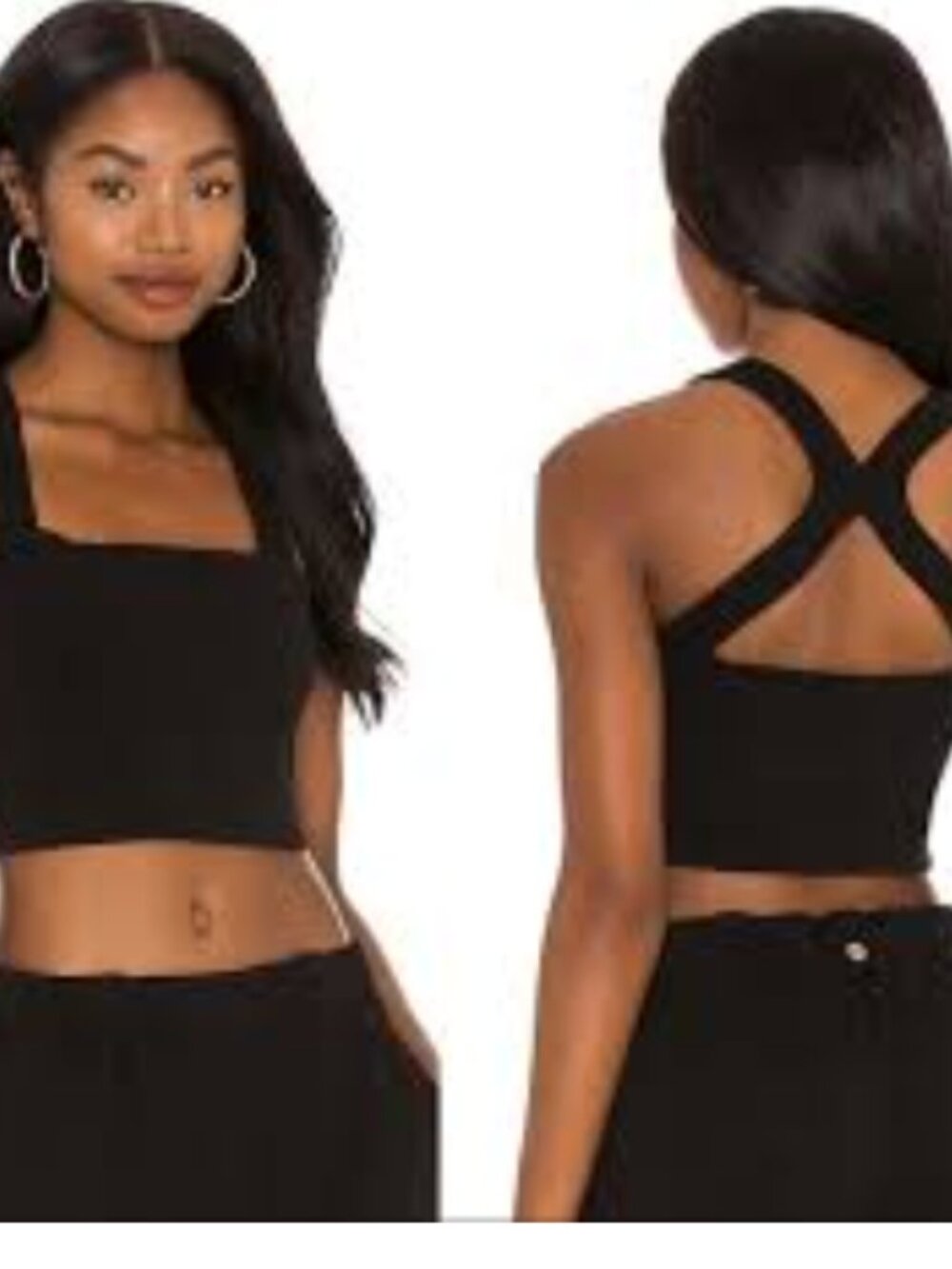 Free People Beach Kerri Black Cutout Racerback Crop Top Size Medium